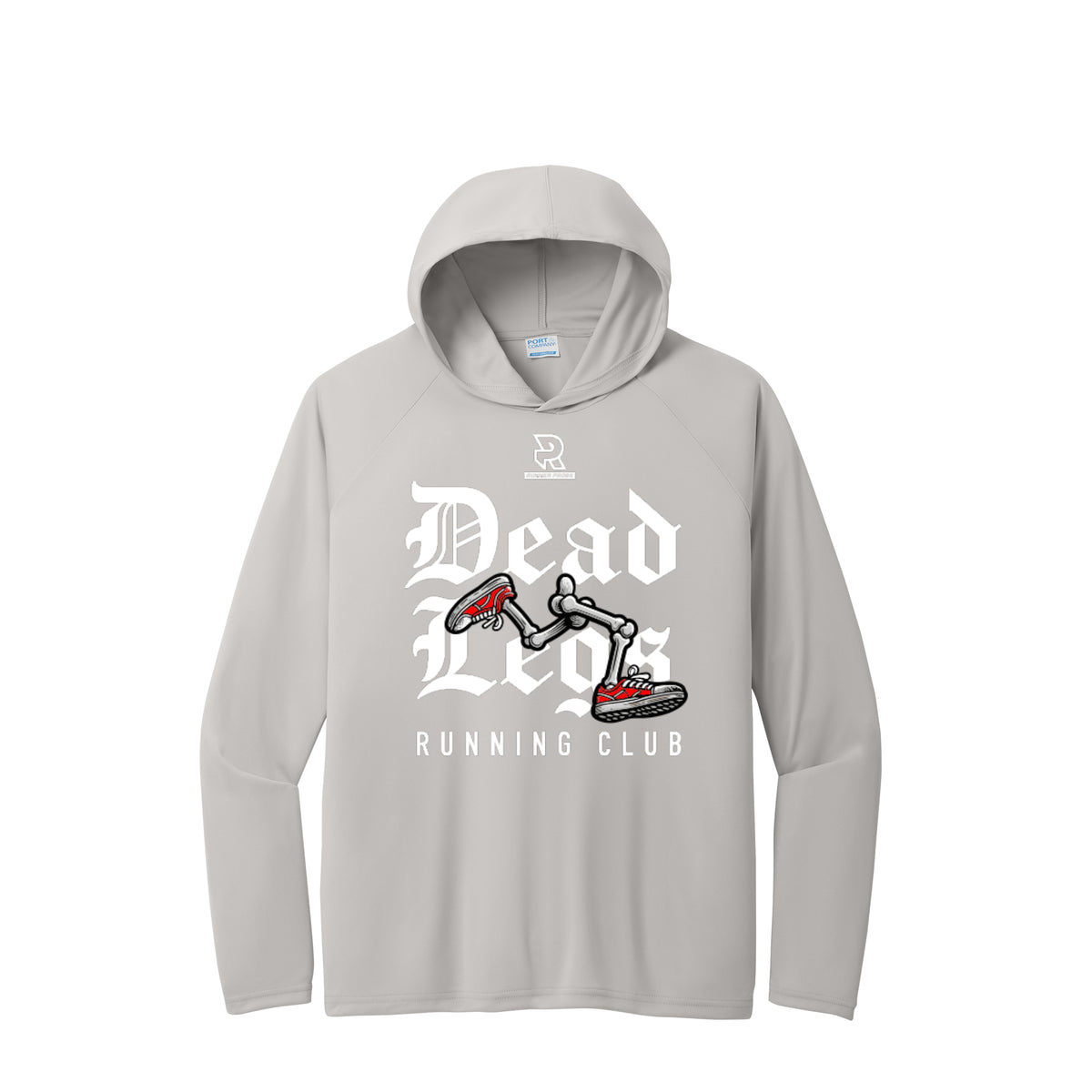 DEAD LEGS (White) - Long Sleeve Hooded Performance Tee