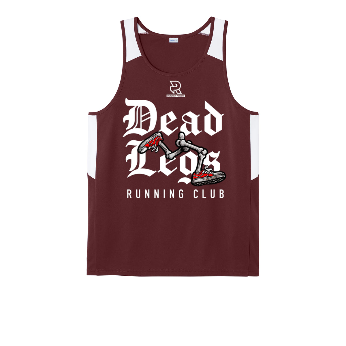 DEAD LEGS (White) - Mens Club Track Tank