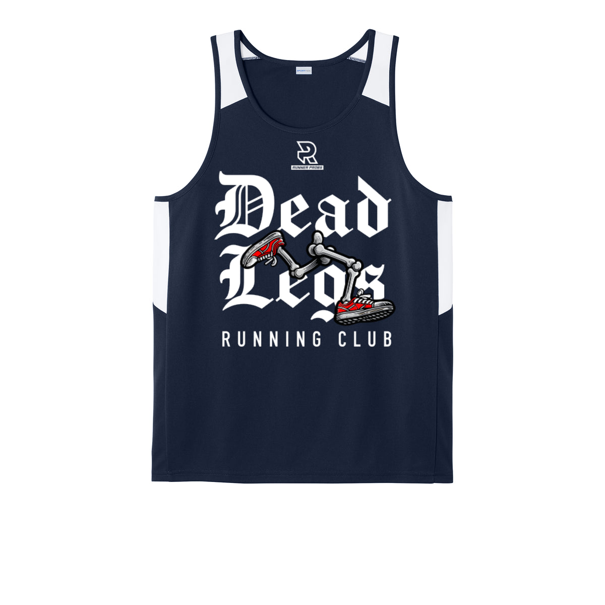 DEAD LEGS (White) - Mens Club Track Tank