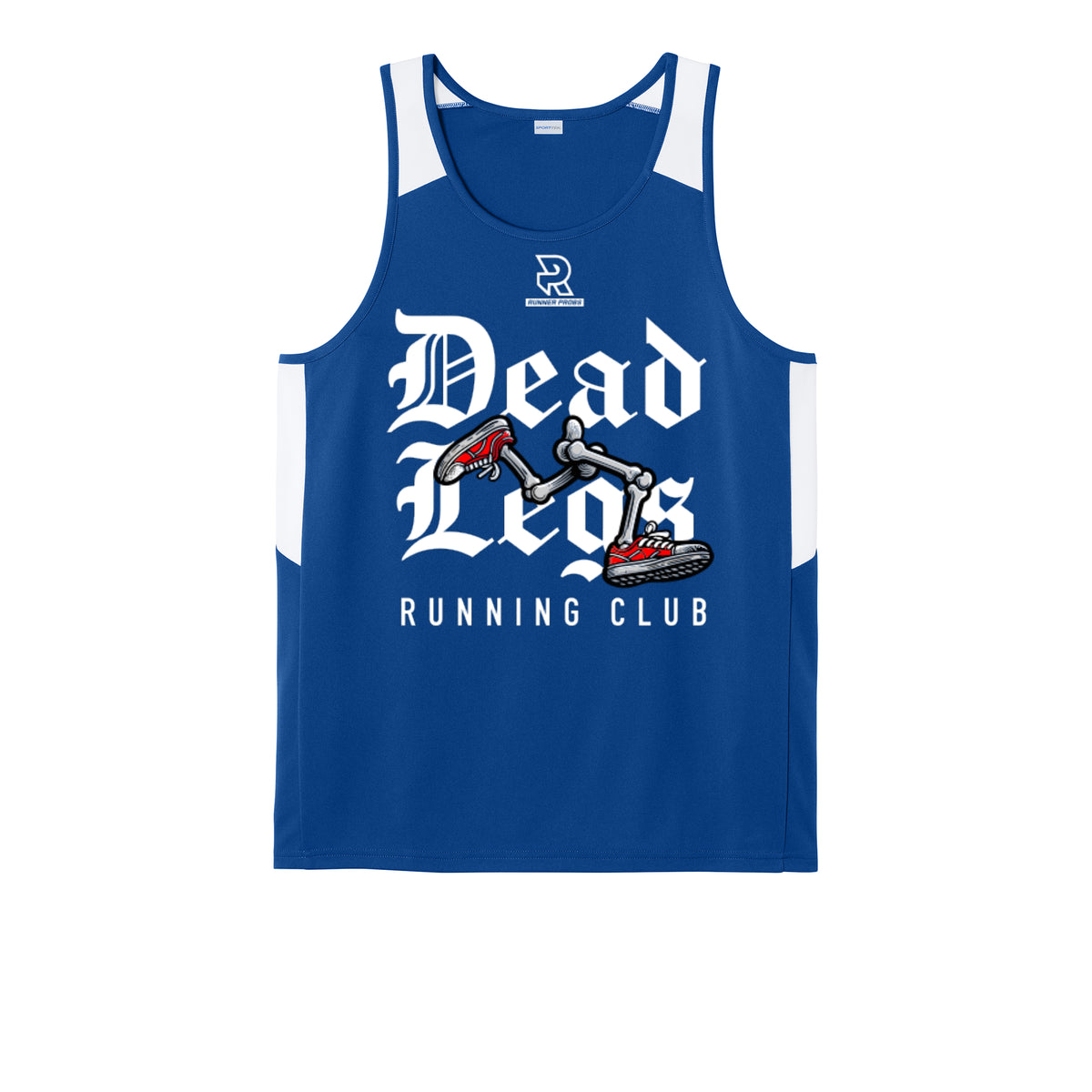 DEAD LEGS (White) - Mens Club Track Tank