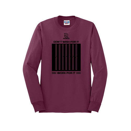 DON'T WISH FOR IT WORK FOR IT (Black) - Long Sleeve 50/50 Tee