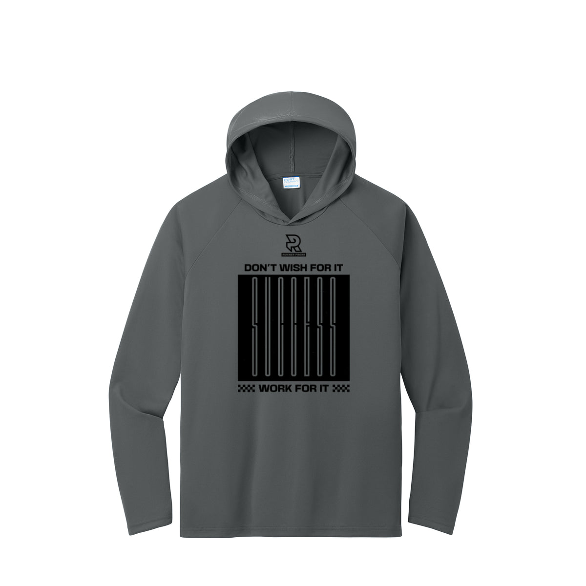 DON'T WISH FOR IT WORK FOR IT (Black) - Long Sleeve Hooded Performance Tee