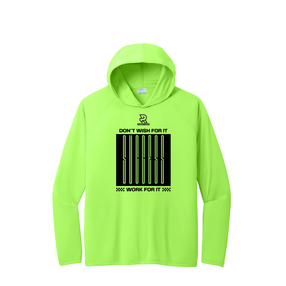 DON'T WISH FOR IT WORK FOR IT (Black) - Long Sleeve Hooded Performance Tee