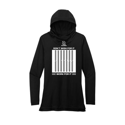 DON'T WISH FOR IT WORK FOR IT (White) - Womens Tri-Blend Long Sleeve Hoodie