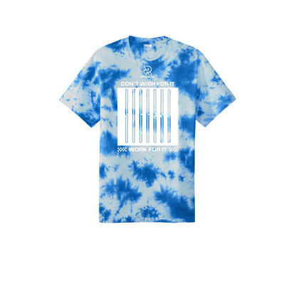 DON'T WISH FOR IT WORK FOR IT (White) - Short Sleeve Tie Dye Cotton Tee