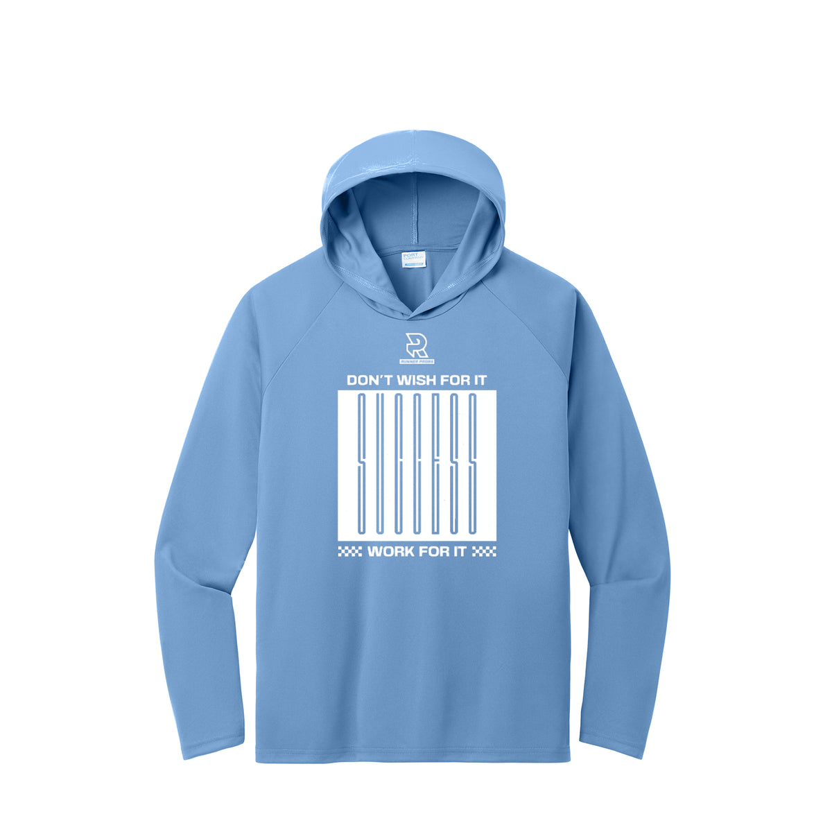 DON'T WISH FOR IT WORK FOR IT (White) - Long Sleeve Hooded Performance Tee
