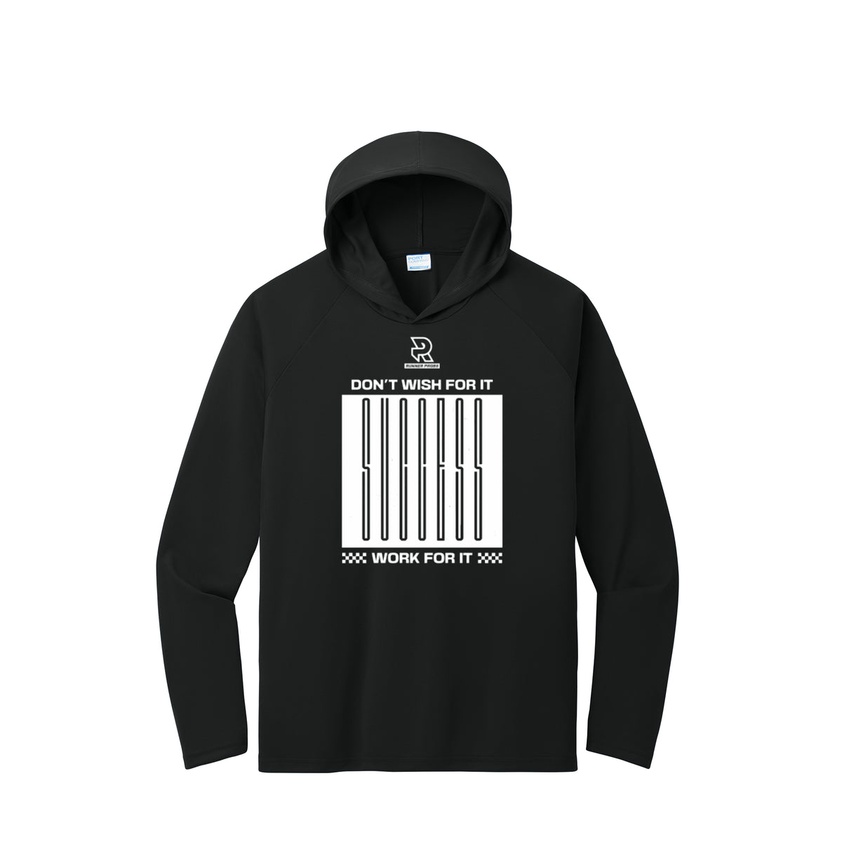 DON'T WISH FOR IT WORK FOR IT (White) - Long Sleeve Hooded Performance Tee