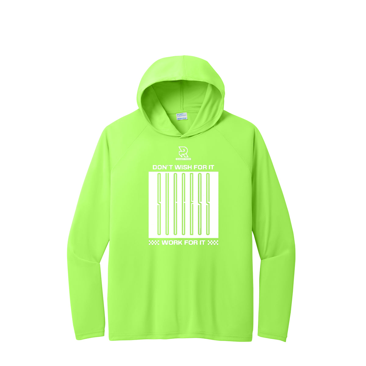 DON'T WISH FOR IT WORK FOR IT (White) - Long Sleeve Hooded Performance Tee