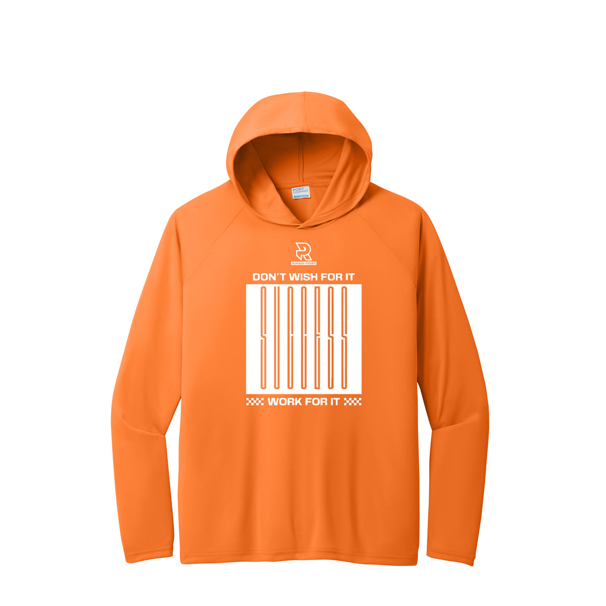 DON'T WISH FOR IT WORK FOR IT (White) - Long Sleeve Hooded Performance Tee
