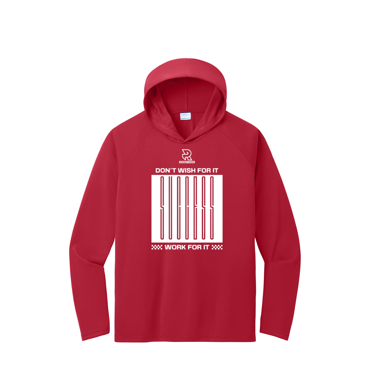 DON'T WISH FOR IT WORK FOR IT (White) - Long Sleeve Hooded Performance Tee