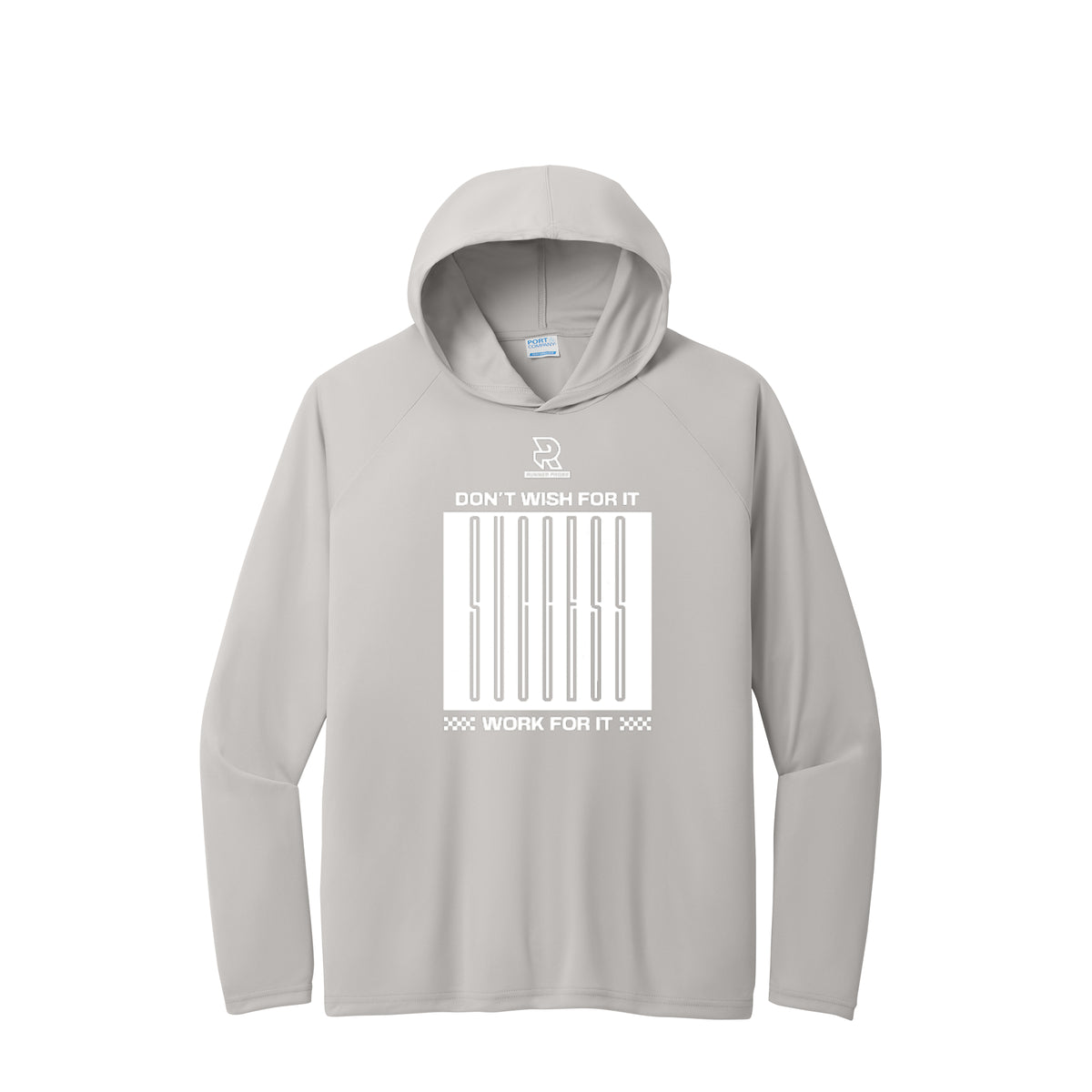 DON'T WISH FOR IT WORK FOR IT (White) - Long Sleeve Hooded Performance Tee