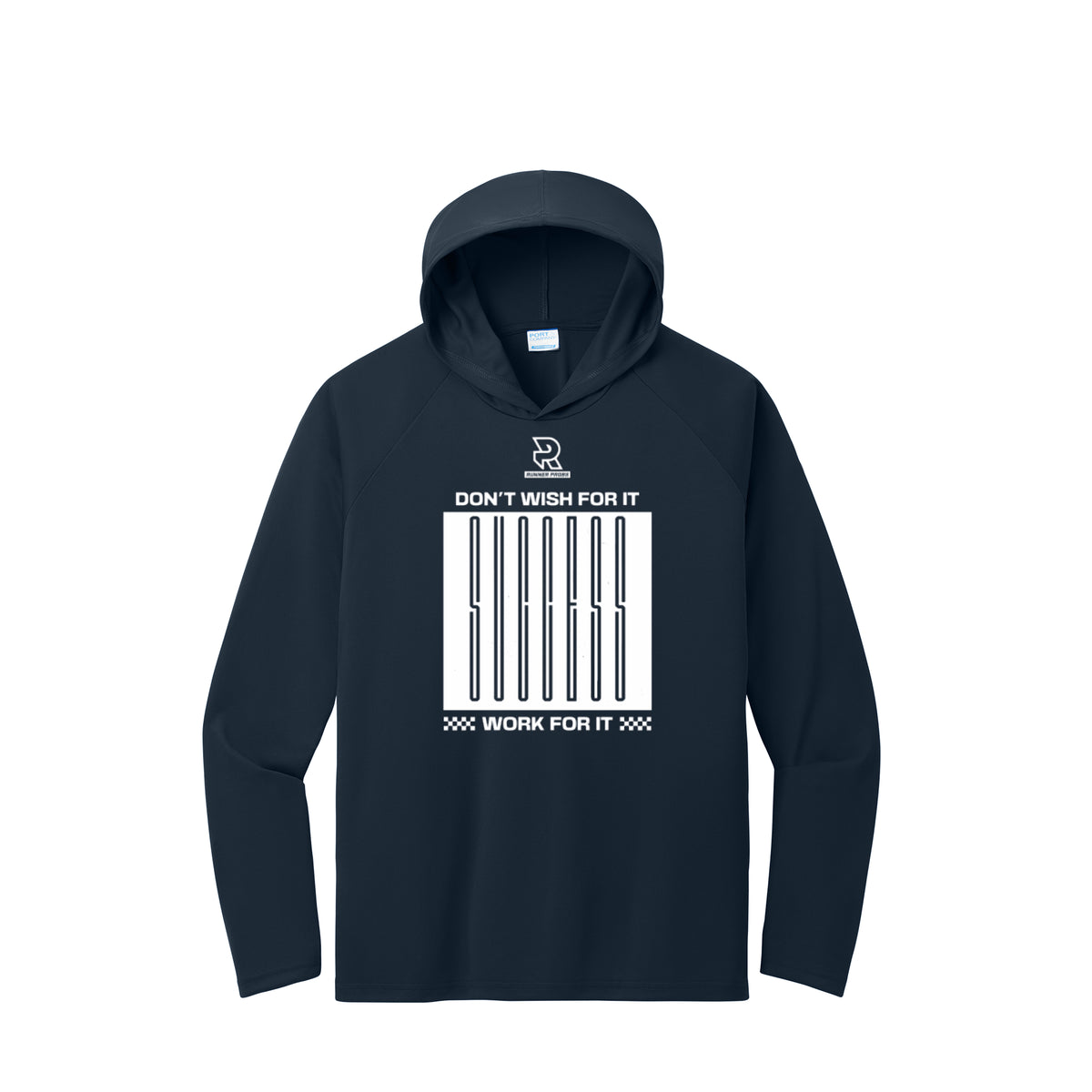 DON'T WISH FOR IT WORK FOR IT (White) - Long Sleeve Hooded Performance Tee