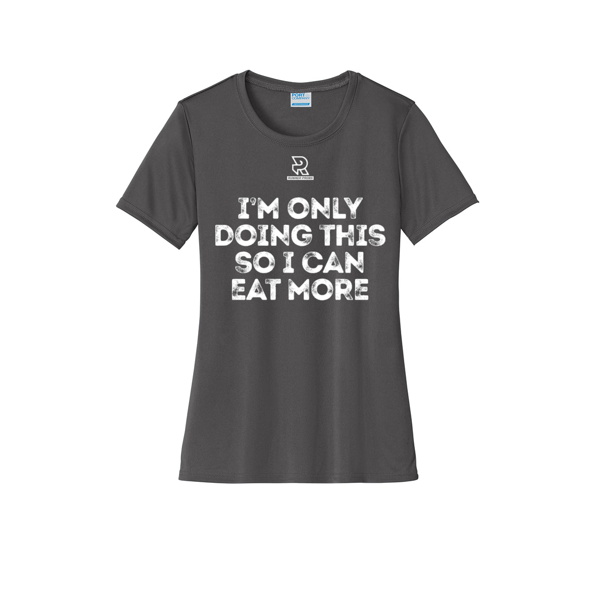 EAT MORE (White) - Womens Short Sleeve Performance Tee