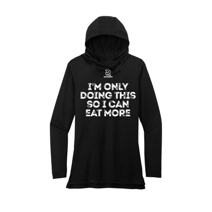 EAT MORE (White) - Womens Tri-Blend Long Sleeve Hoodie