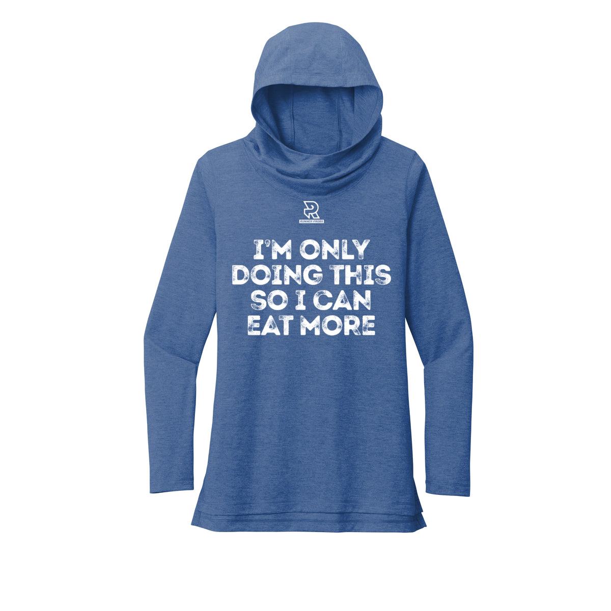 EAT MORE (White) - Womens Tri-Blend Long Sleeve Hoodie