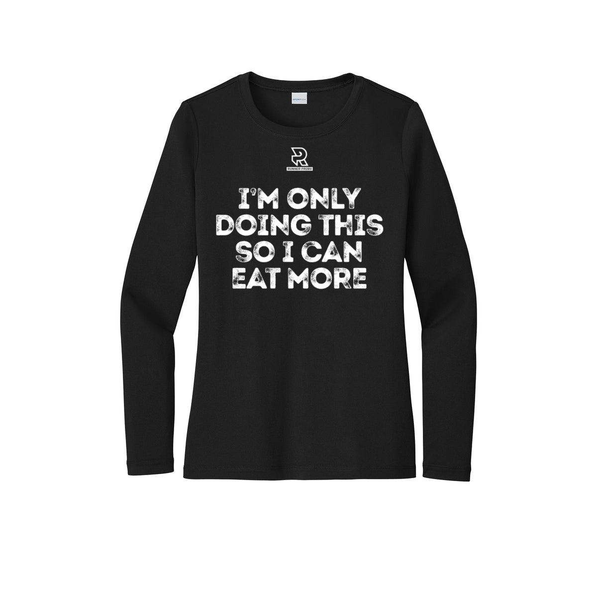 EAT MORE (White) - Womens Pro Long Sleeve Performance Tee
