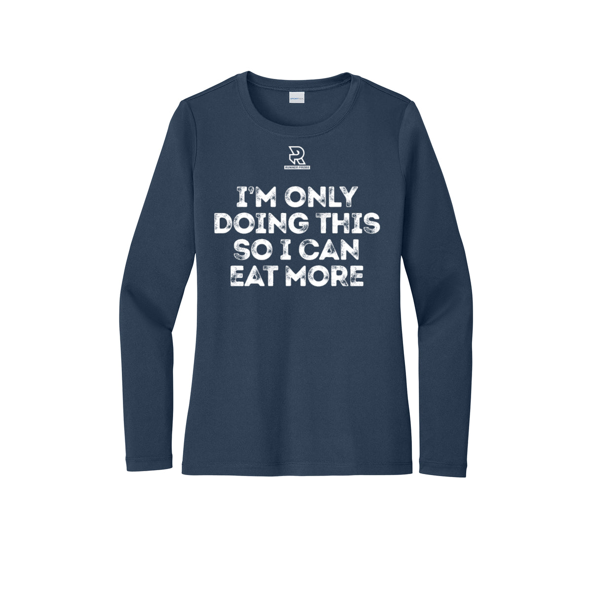 EAT MORE (White) - Womens Pro Long Sleeve Performance Tee