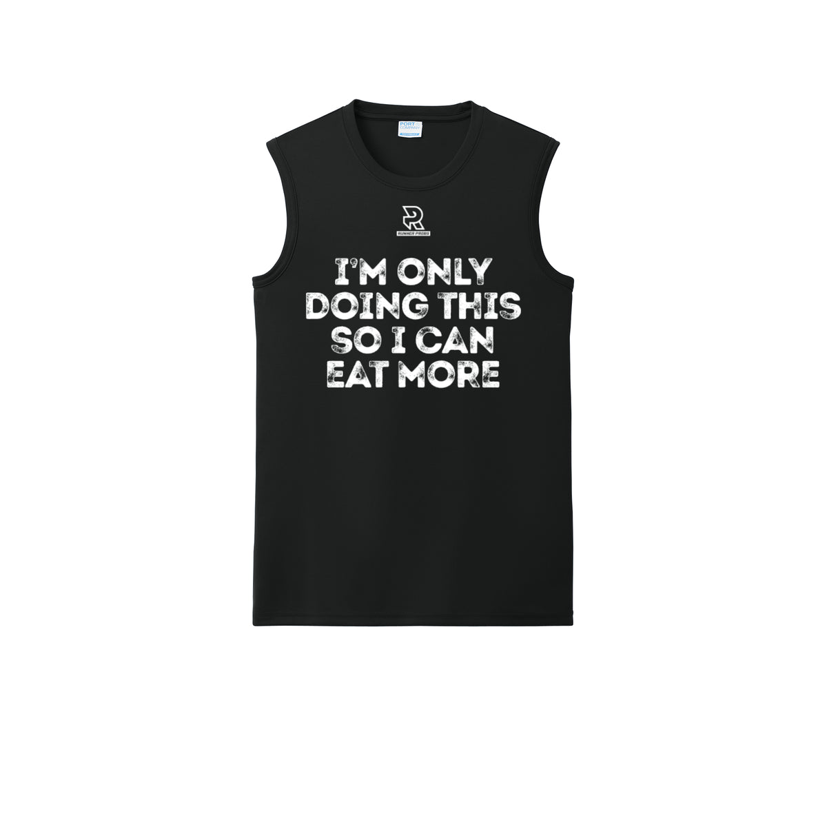 EAT MORE (White) - Sleeveless Performance Tee