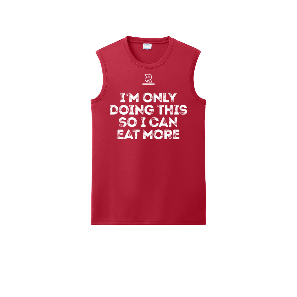 EAT MORE (White) - Sleeveless Performance Tee