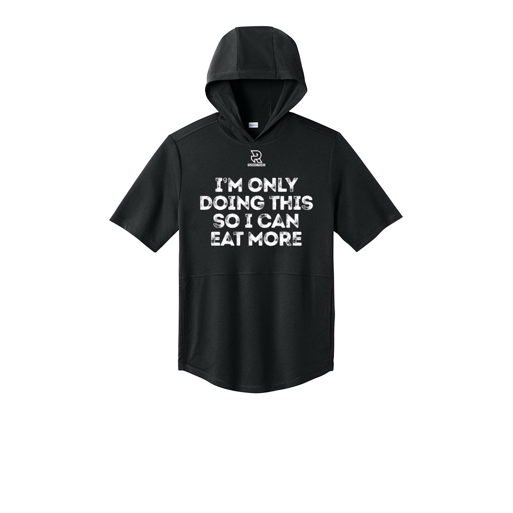 EAT MORE (White) - Short Sleeve Performance Hoodie