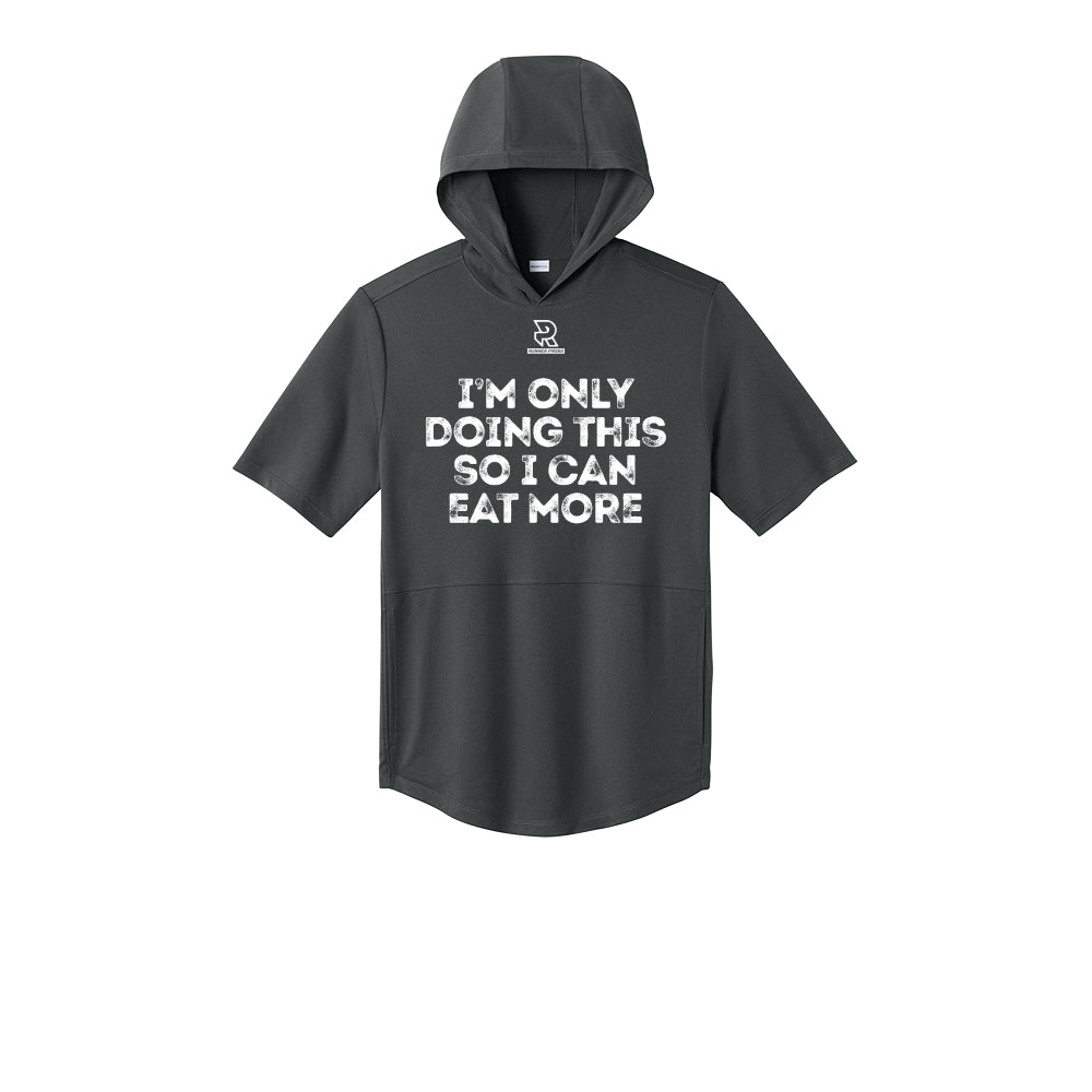 EAT MORE (White) - Short Sleeve Performance Hoodie