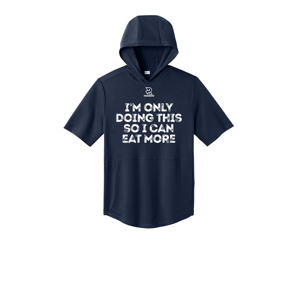 EAT MORE (White) - Short Sleeve Performance Hoodie