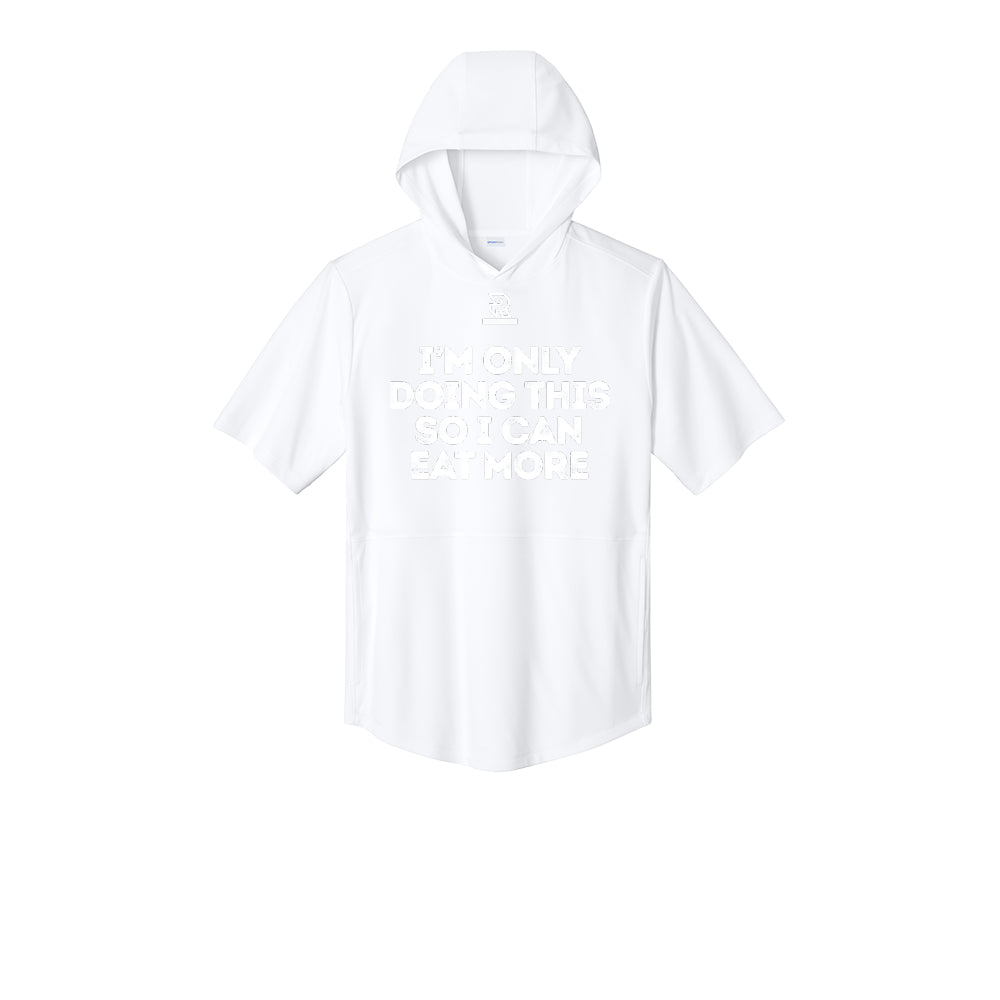 EAT MORE (White) - Short Sleeve Performance Hoodie