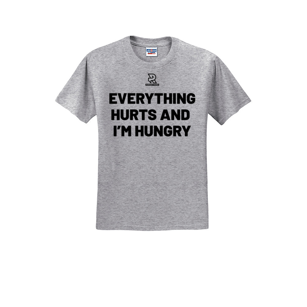 EVERYTHING HURTS AND I'M HUNGRY (Black) - Short Sleeve Cotton Tee