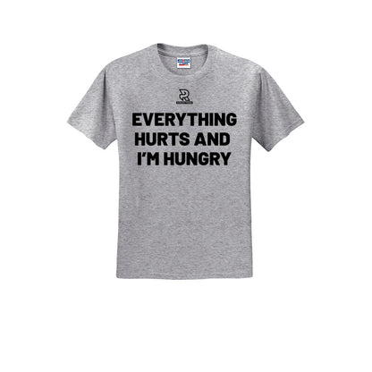 EVERYTHING HURTS AND I'M HUNGRY (Black) - Short Sleeve Cotton Tee