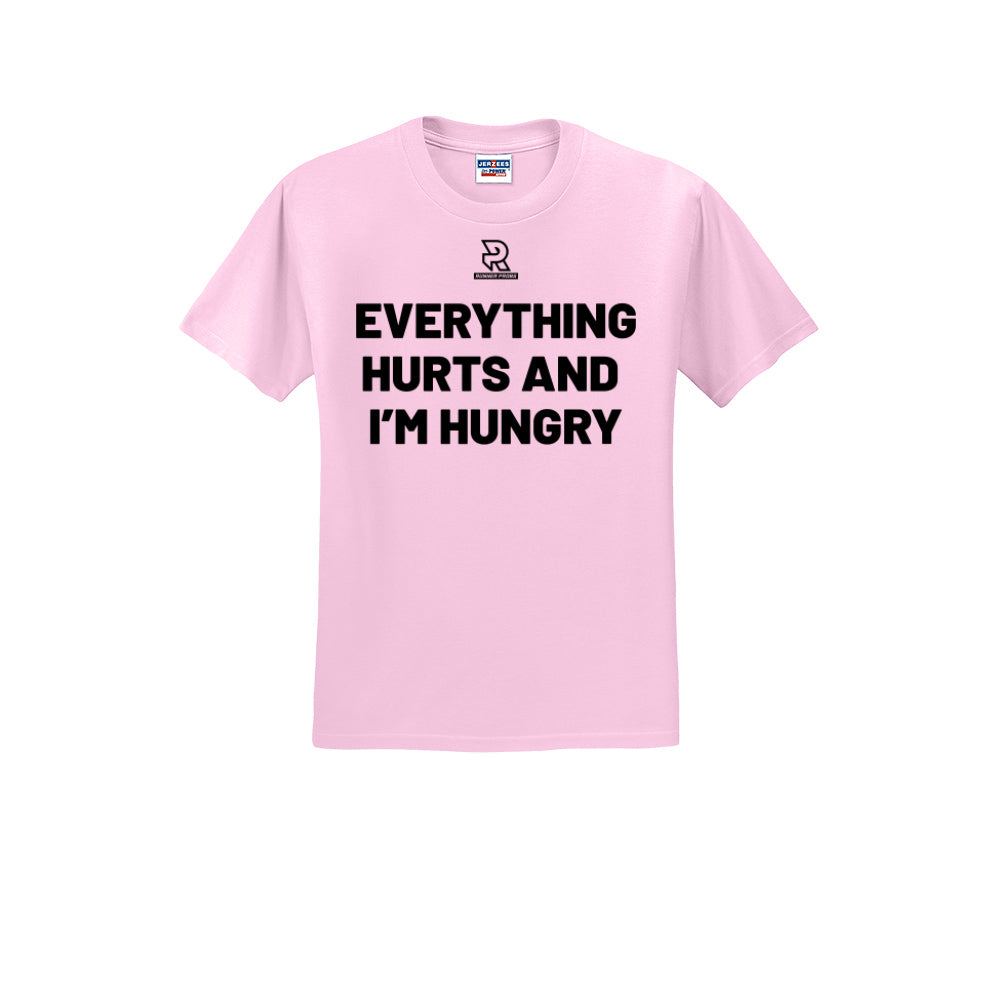 EVERYTHING HURTS AND I'M HUNGRY (Black) - Short Sleeve Cotton Tee