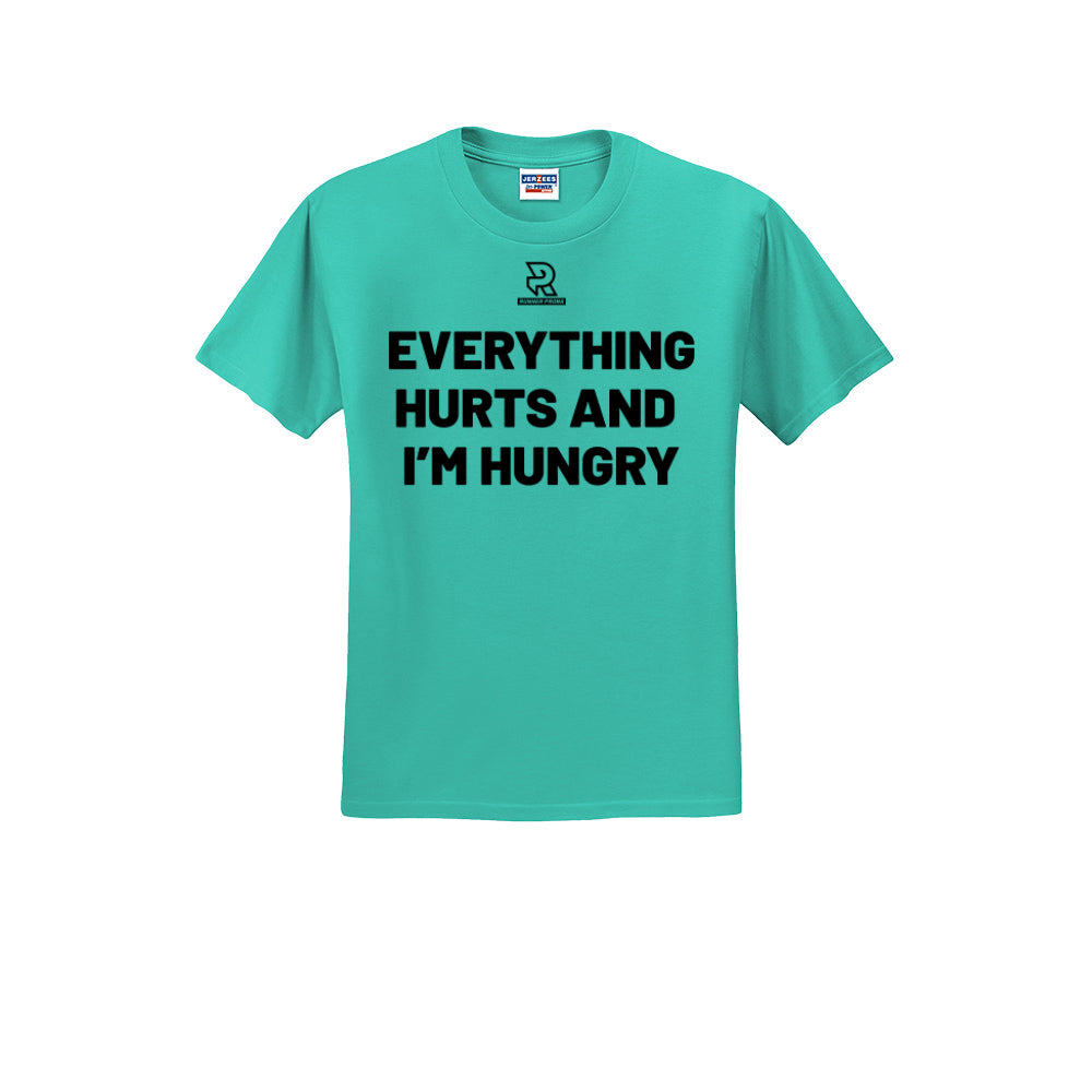 EVERYTHING HURTS AND I'M HUNGRY (Black) - Short Sleeve Cotton Tee