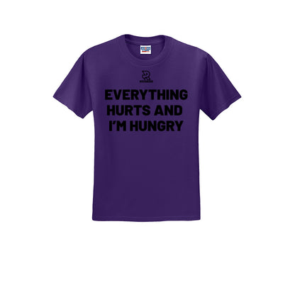 EVERYTHING HURTS AND I'M HUNGRY (Black) - Short Sleeve Cotton Tee
