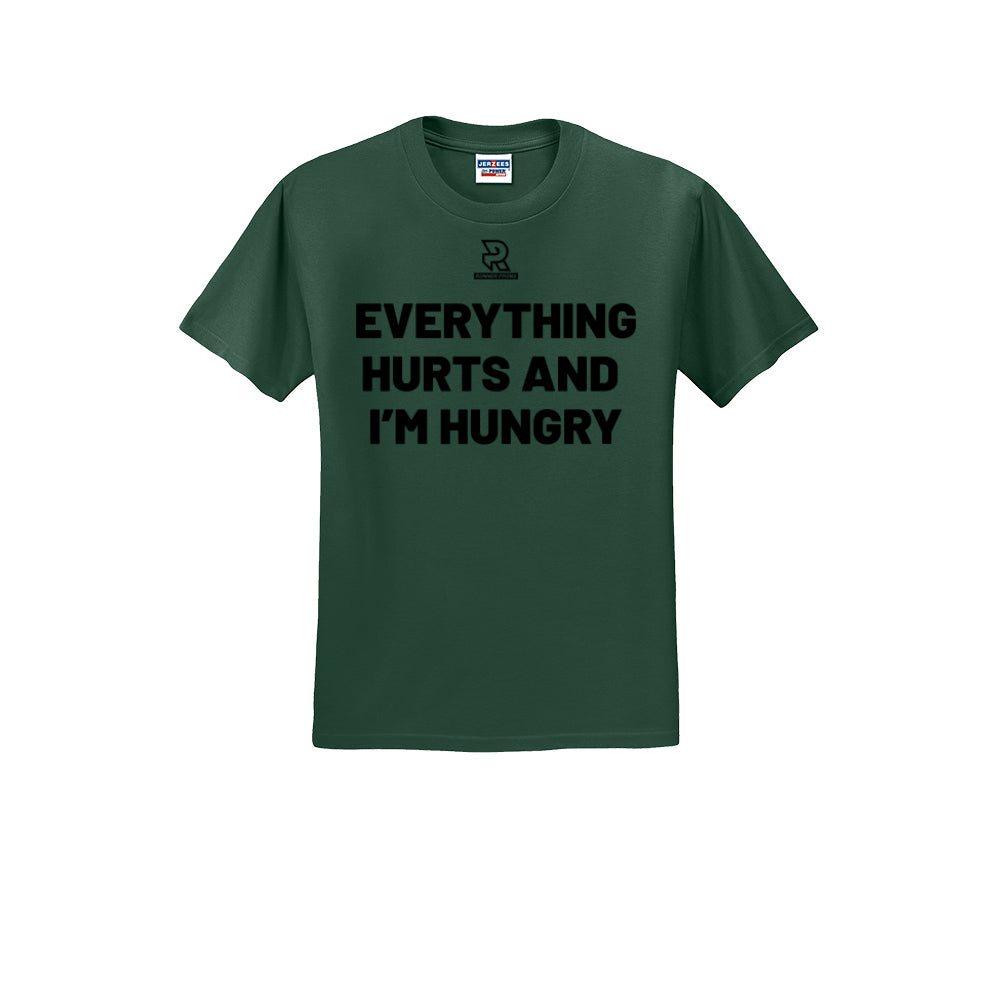 EVERYTHING HURTS AND I'M HUNGRY (Black) - Short Sleeve Cotton Tee