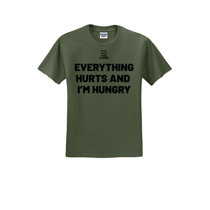 EVERYTHING HURTS AND I'M HUNGRY (Black) - Short Sleeve Cotton Tee