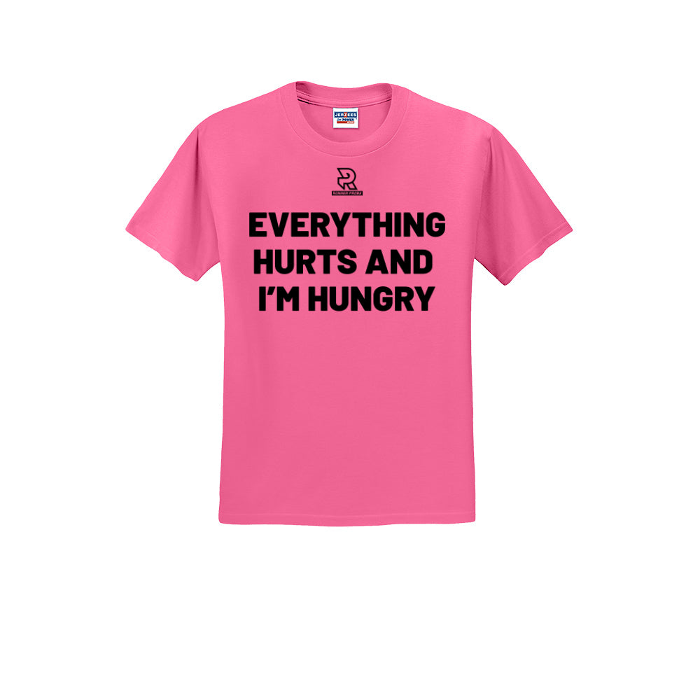 EVERYTHING HURTS AND I'M HUNGRY (Black) - Short Sleeve Cotton Tee