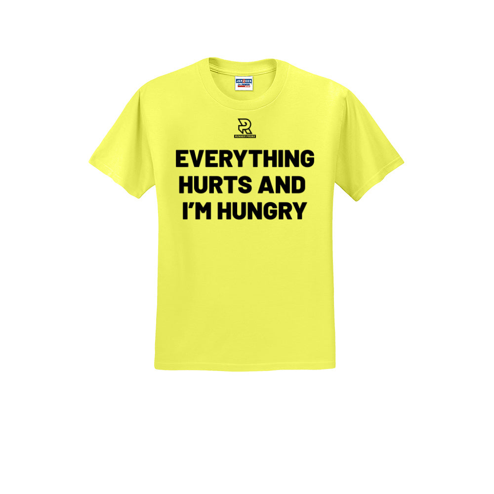 EVERYTHING HURTS AND I'M HUNGRY (Black) - Short Sleeve Cotton Tee