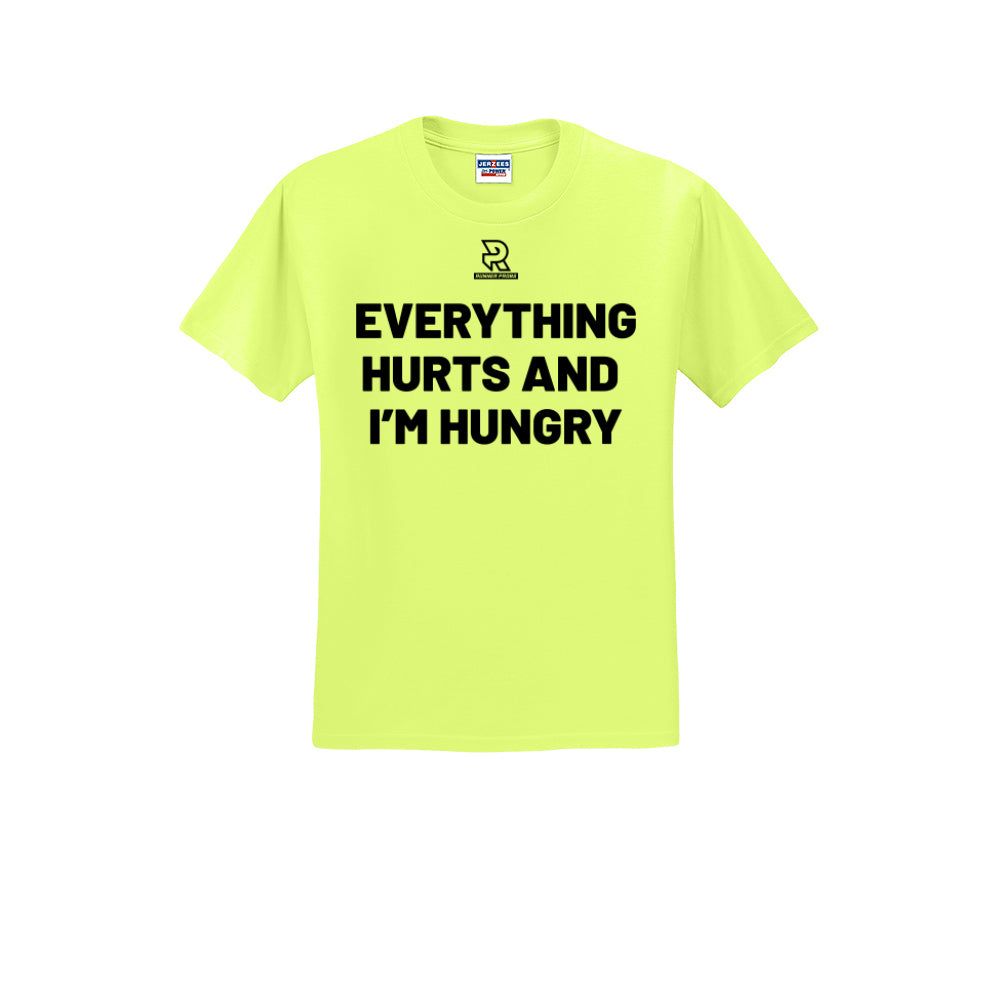 EVERYTHING HURTS AND I'M HUNGRY (Black) - Short Sleeve Cotton Tee