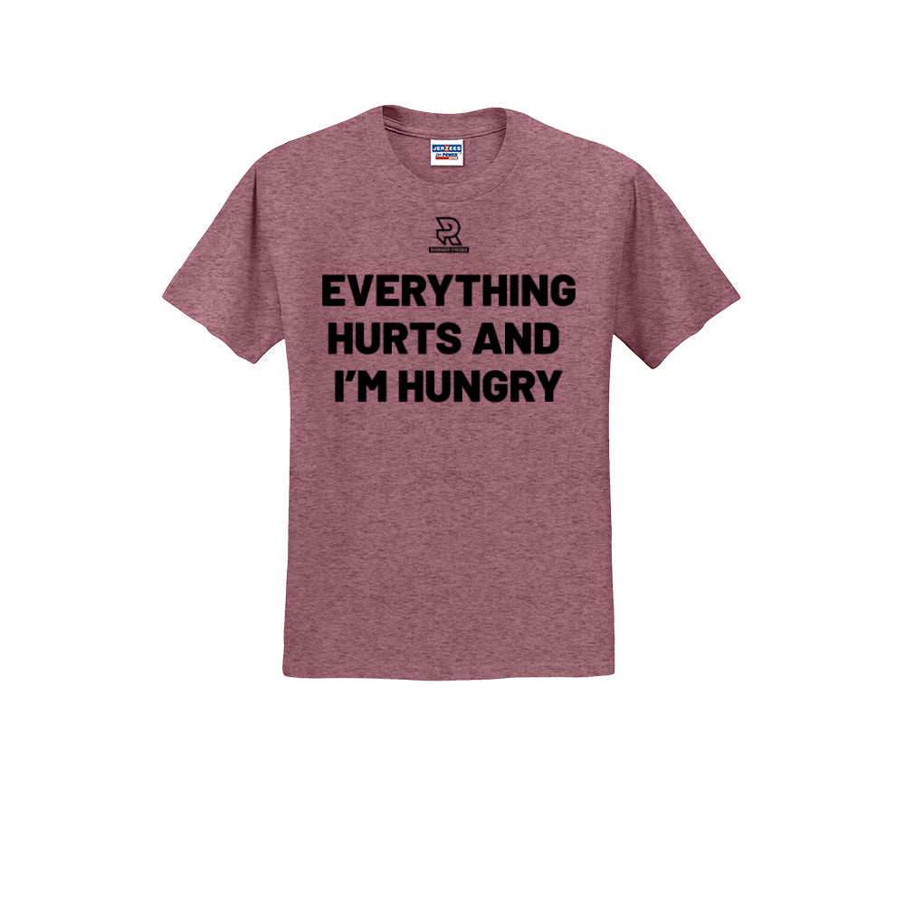 EVERYTHING HURTS AND I'M HUNGRY (Black) - Short Sleeve Cotton Tee