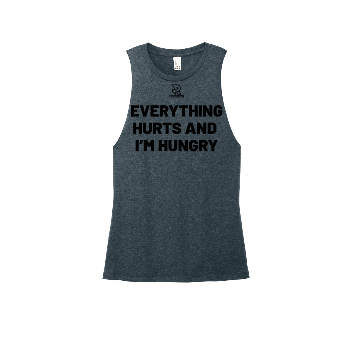 EVERYTHING HURTS AND I'M HUNGRY (Black) - Womens Perfect Tri Muscle Tank