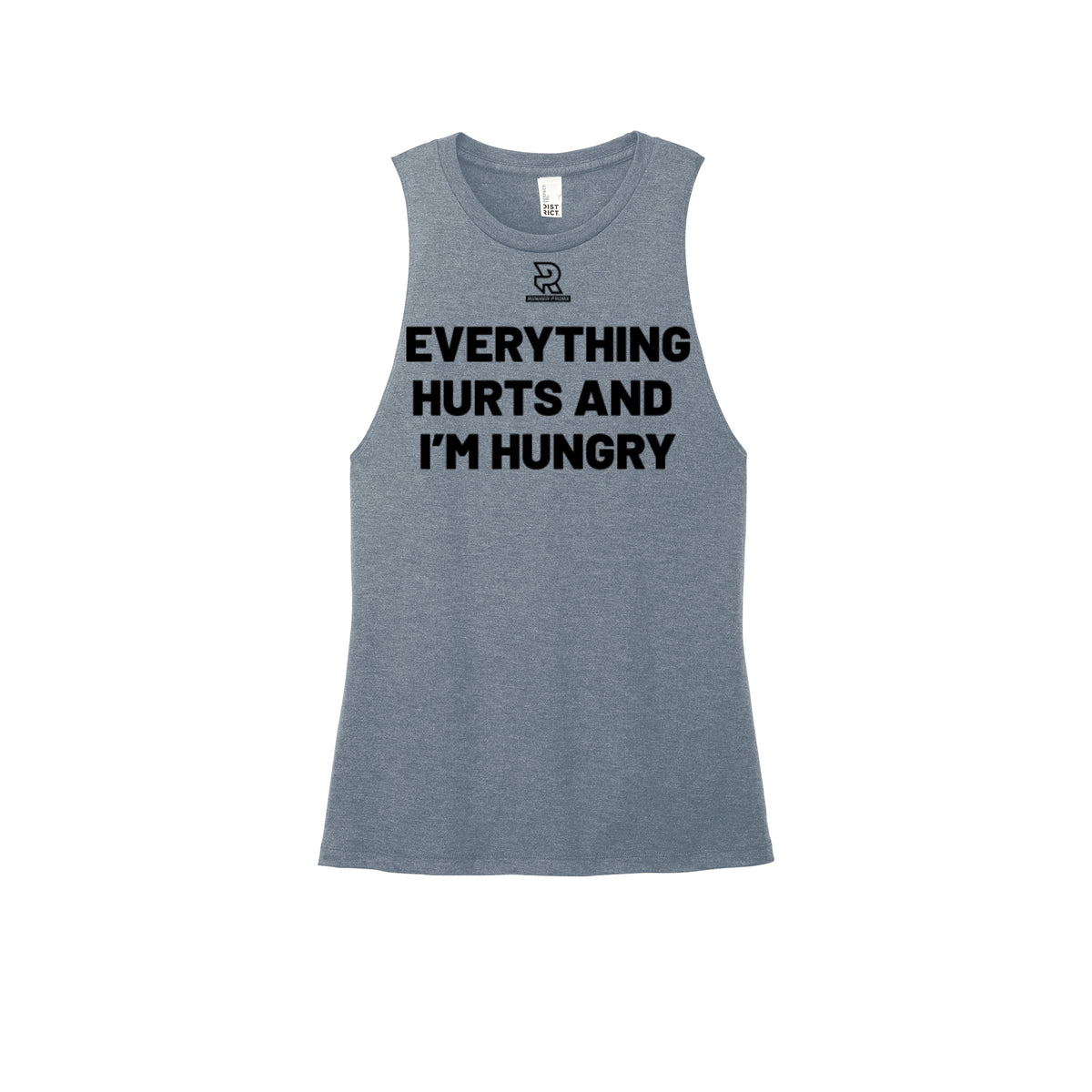 EVERYTHING HURTS AND I'M HUNGRY (Black) - Womens Perfect Tri Muscle Tank