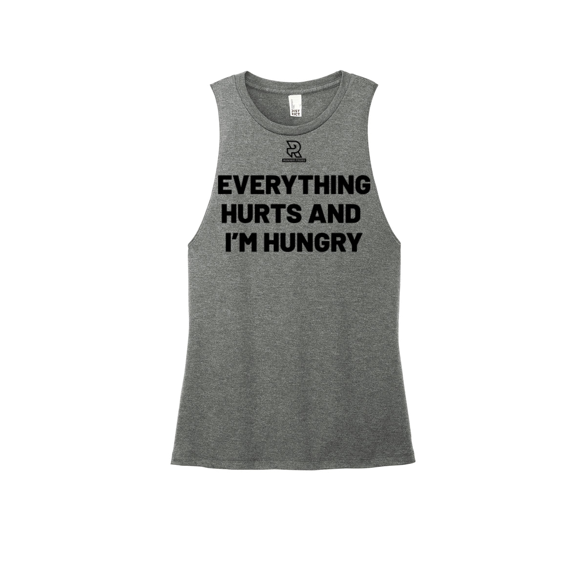 EVERYTHING HURTS AND I'M HUNGRY (Black) - Womens Perfect Tri Muscle Tank