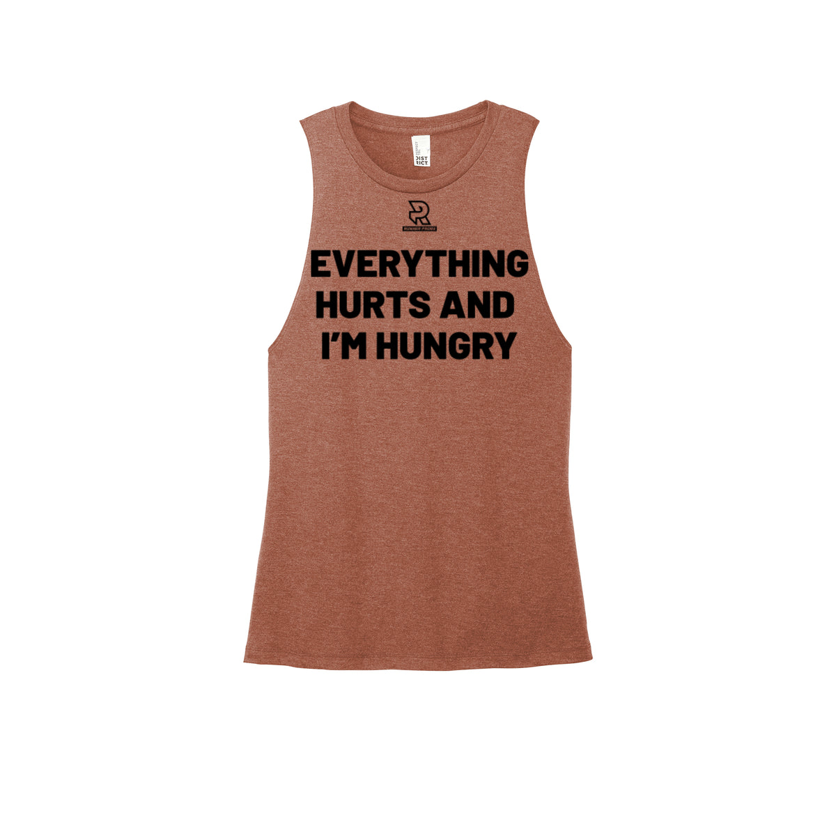 EVERYTHING HURTS AND I'M HUNGRY (Black) - Womens Perfect Tri Muscle Tank