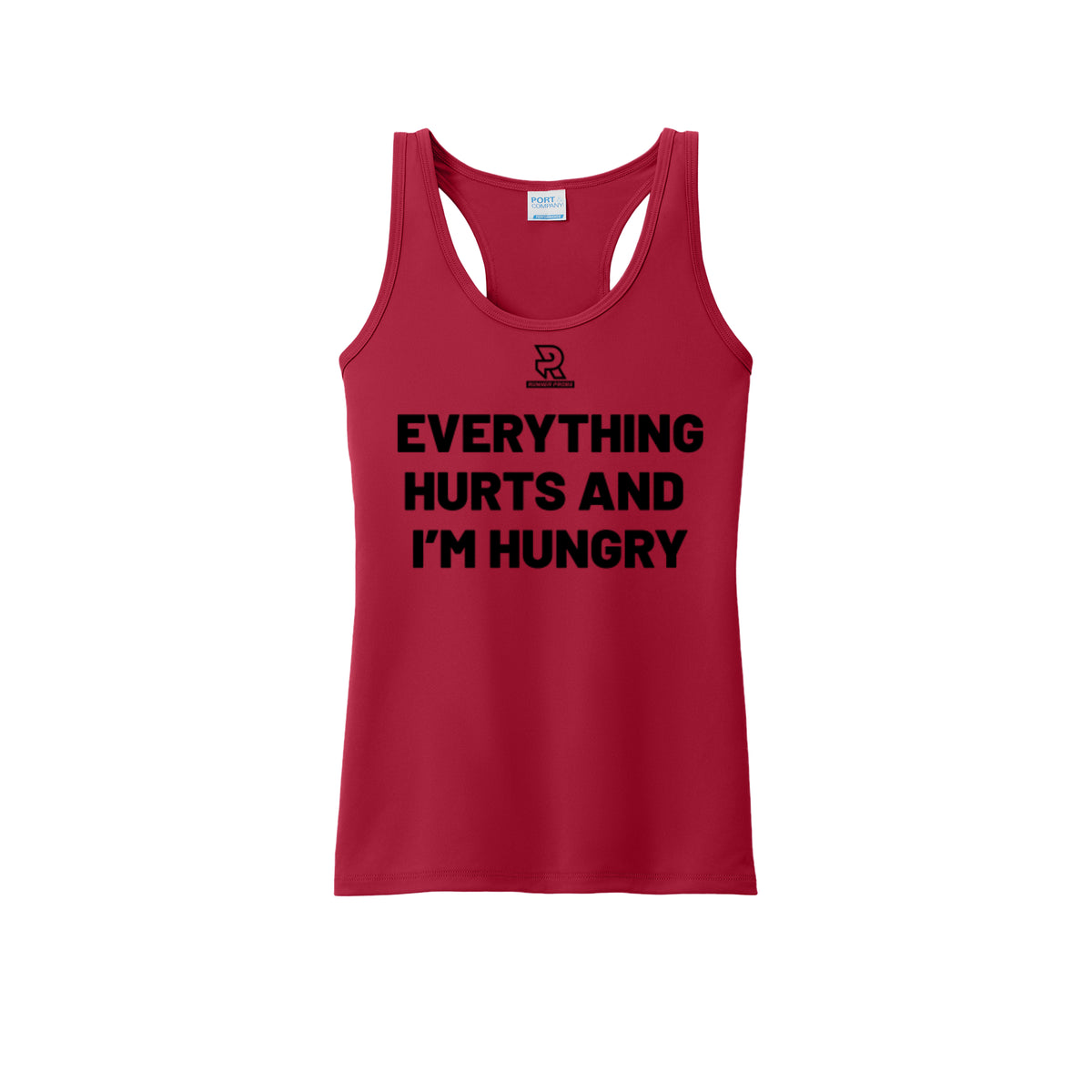 EVERYTHING HURTS AND I'M HUNGRY (Black) - Womens Performance Tank