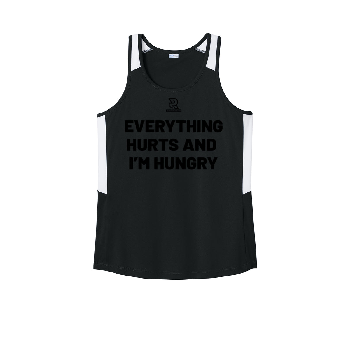 EVERYTHING HURTS AND I'M HUNGRY (Black) - Womens Club Track Tank
