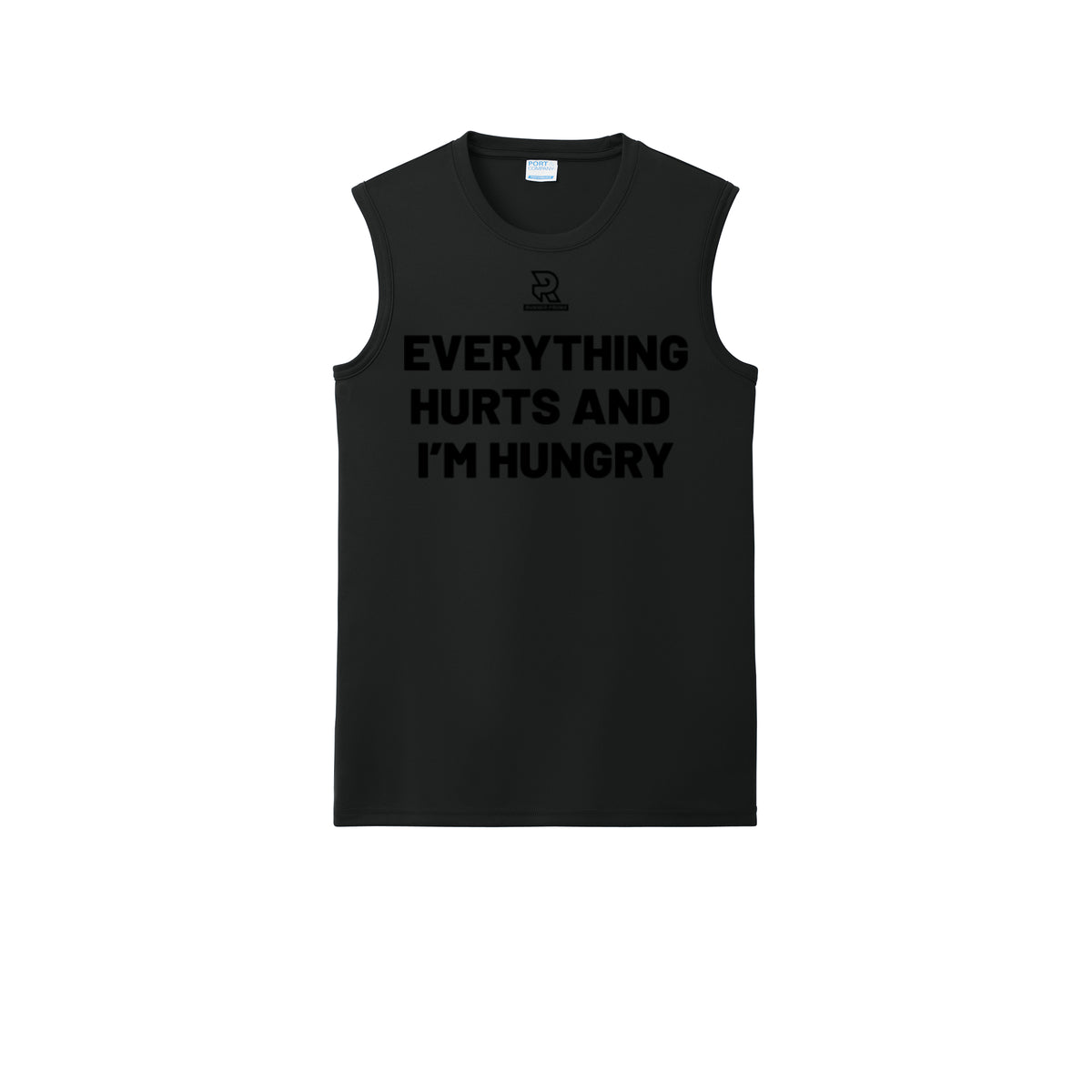 EVERYTHING HURTS AND I'M HUNGRY (Black) - Sleeveless Performance Tee