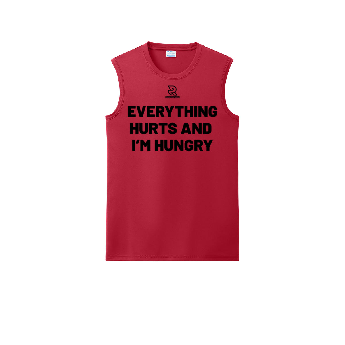EVERYTHING HURTS AND I'M HUNGRY (Black) - Sleeveless Performance Tee