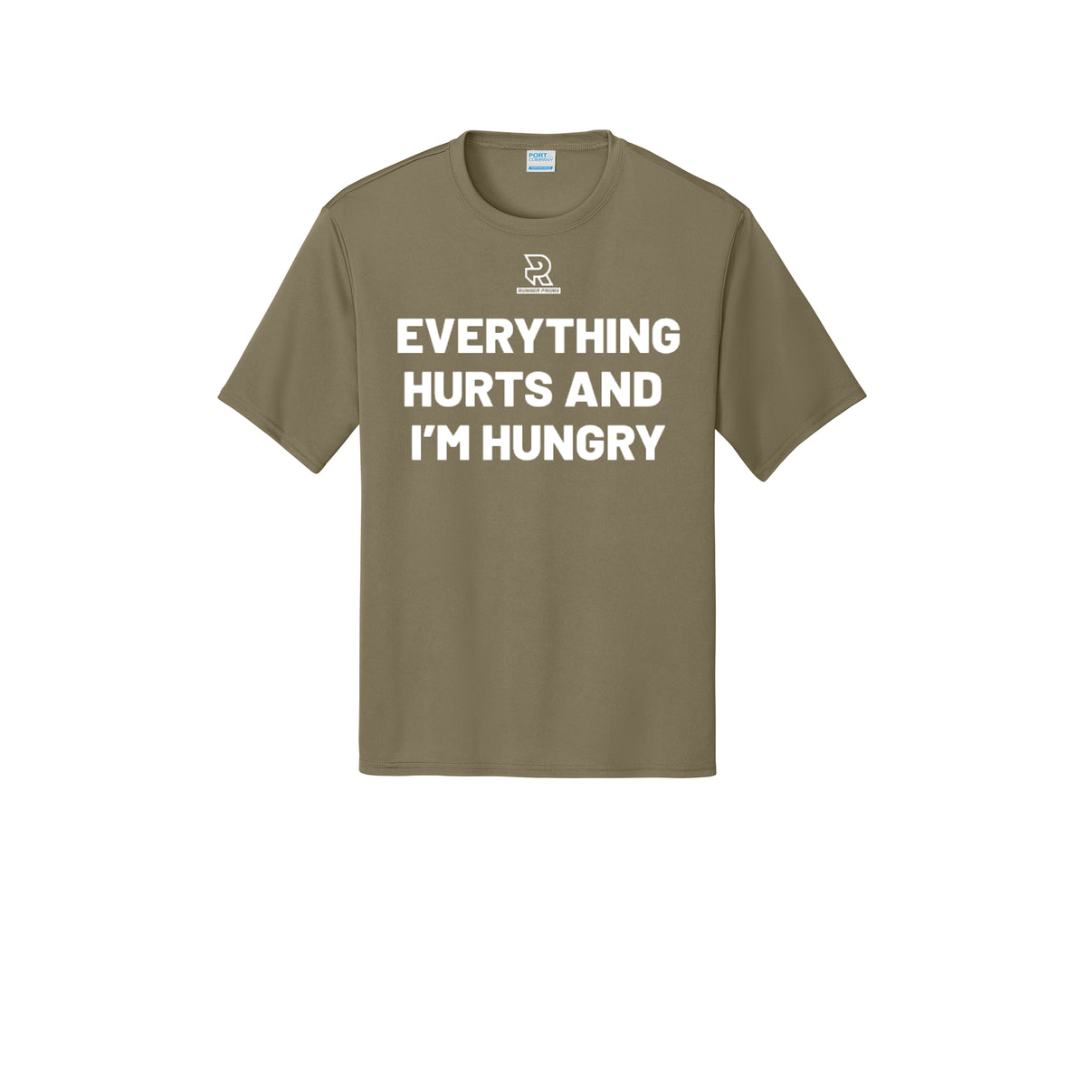 EVERYTHING HURTS AND I'M HUNGRY (White) - Short Sleeve Performance Tee