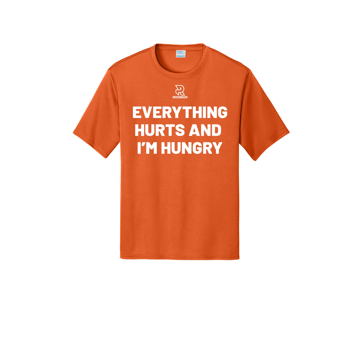 EVERYTHING HURTS AND I'M HUNGRY (White) - Short Sleeve Performance Tee