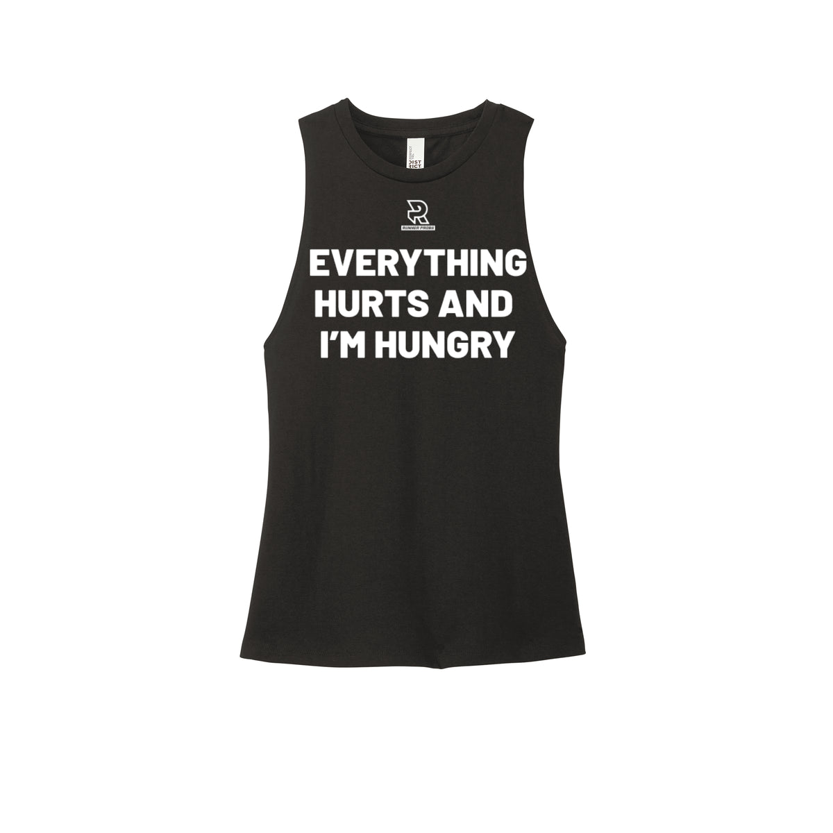 EVERYTHING HURTS AND I'M HUNGRY (White) - Womens Perfect Tri Muscle Tank