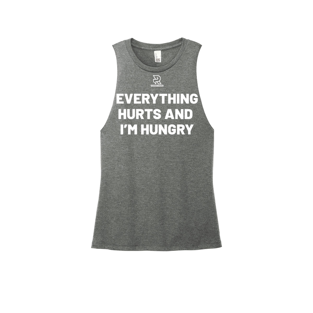 EVERYTHING HURTS AND I'M HUNGRY (White) - Womens Perfect Tri Muscle Tank